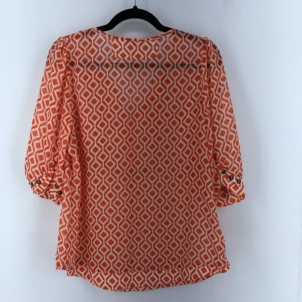 41 Hawthorn Womens Large Popover Blouse Studded Preppy Boho Festival Geometric - Picture 7 of 8